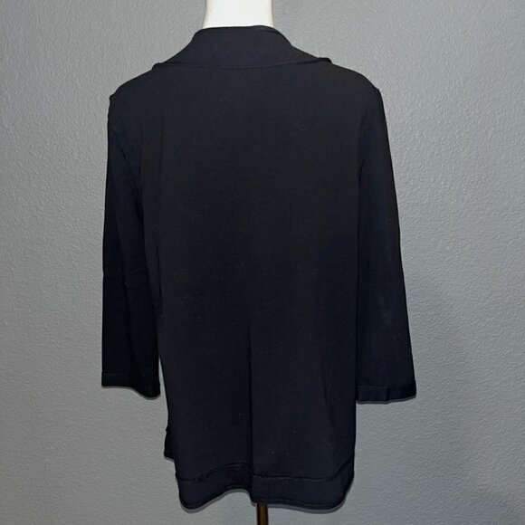 Nommo Black Open Knit Topper Jacket Raw Edges 3/4 Length Sleeve - EUC - XL - Picture 5 of 9